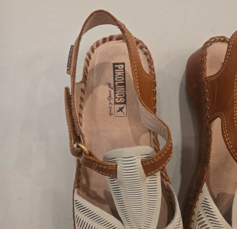 Pikolinos Puerto Vallarta T-Strap Sandals Leather Nata White Sz 38 US 7.5 - 8 - Picture 5 of 9